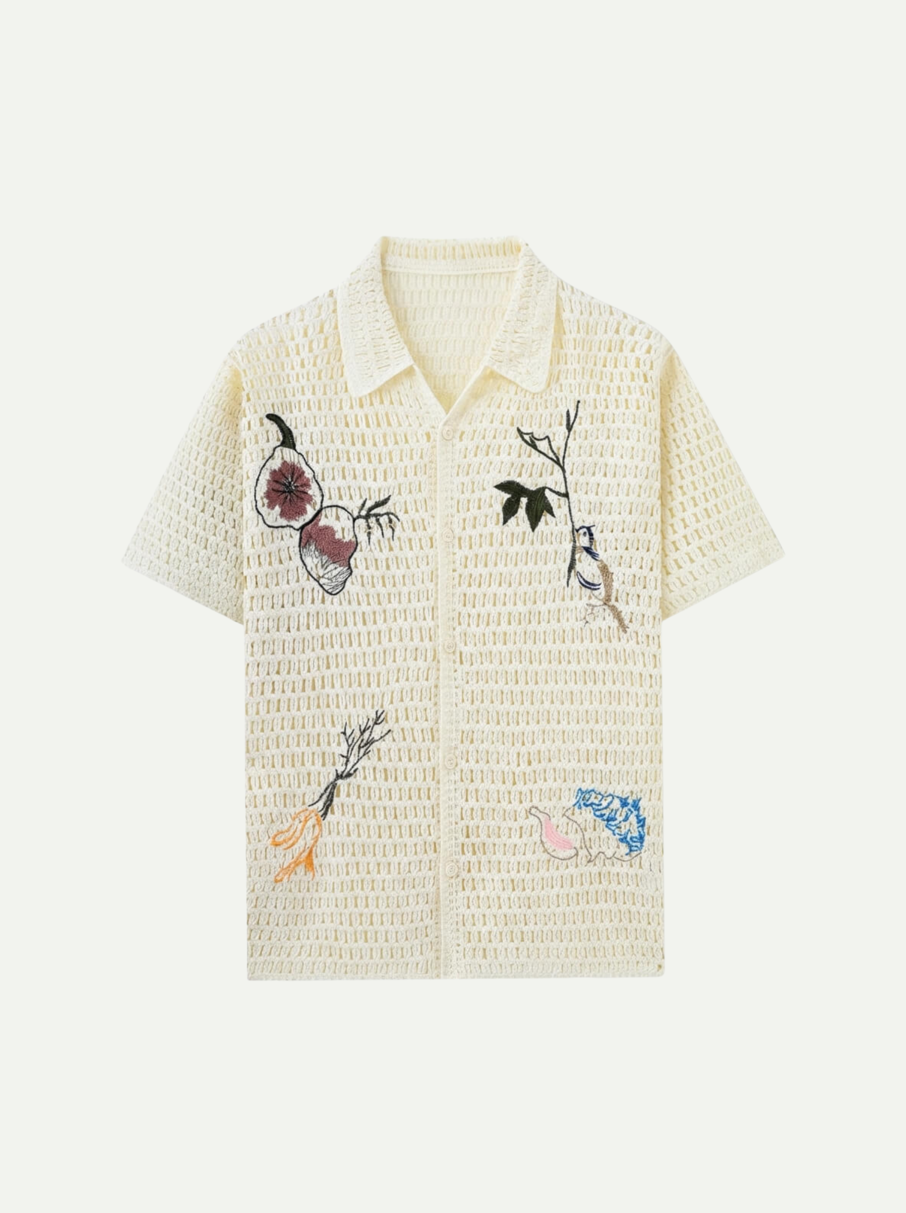 Capri | Embroidered Crochet Shirt