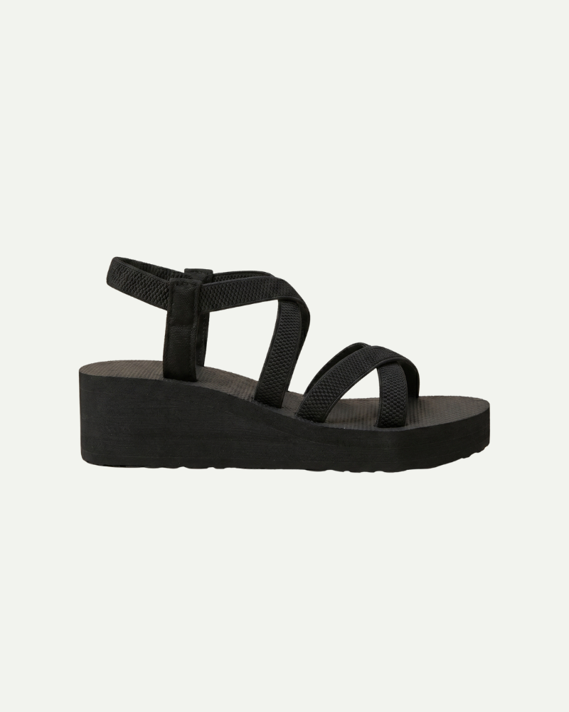 black women wedge sandals EVA sole gladiator elastic strap product side view platform sandal