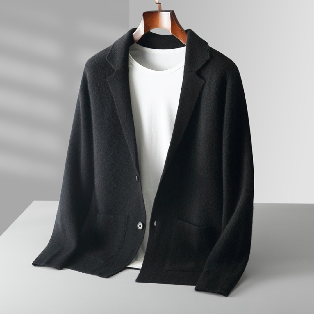 Men's 100% cashmere blazer cardigan — studio view 5, Aveloire