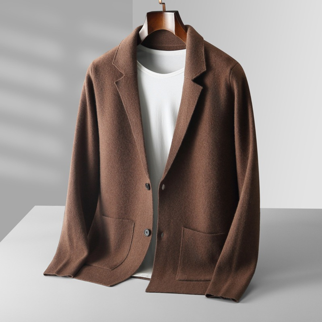 Men's 100% cashmere blazer cardigan — studio view 6, Aveloire