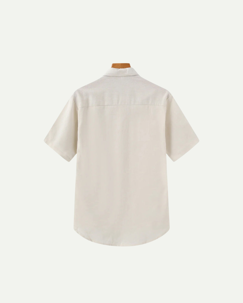 back of beige
Men's 100% Linen short sleeve Polo Shirt