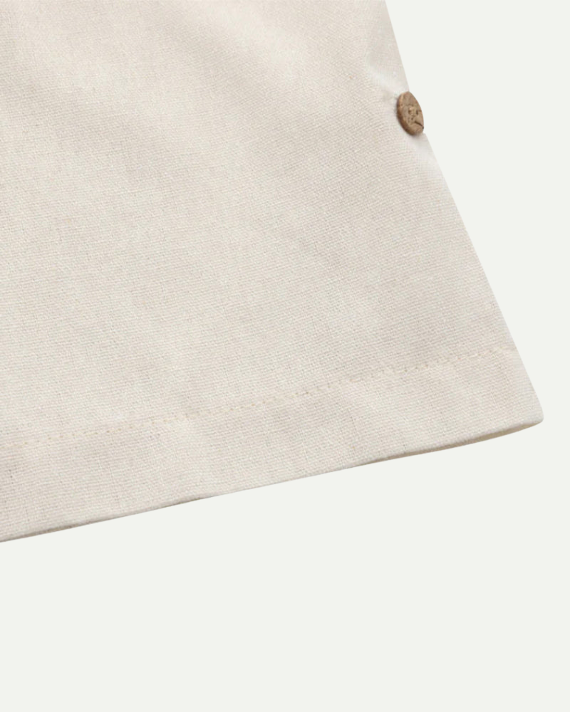 Close-up of Men's 100% Linen short sleeve Polo Shirt