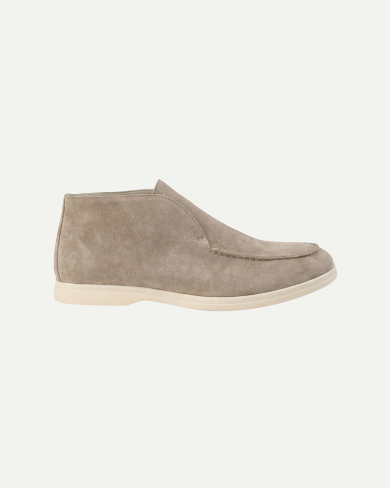 Men’s sand beige suede high-top slip-on loafers with minimalist design by Aveloire