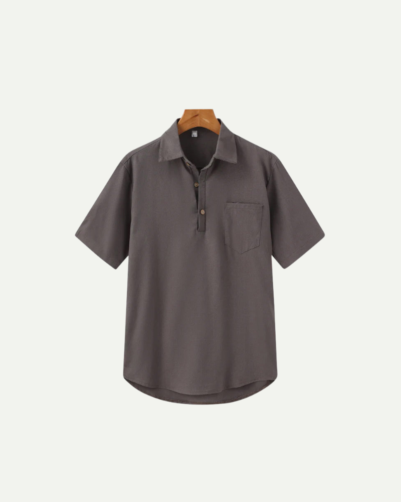 brown Men's 100% Linen short sleeve Polo Shirt 