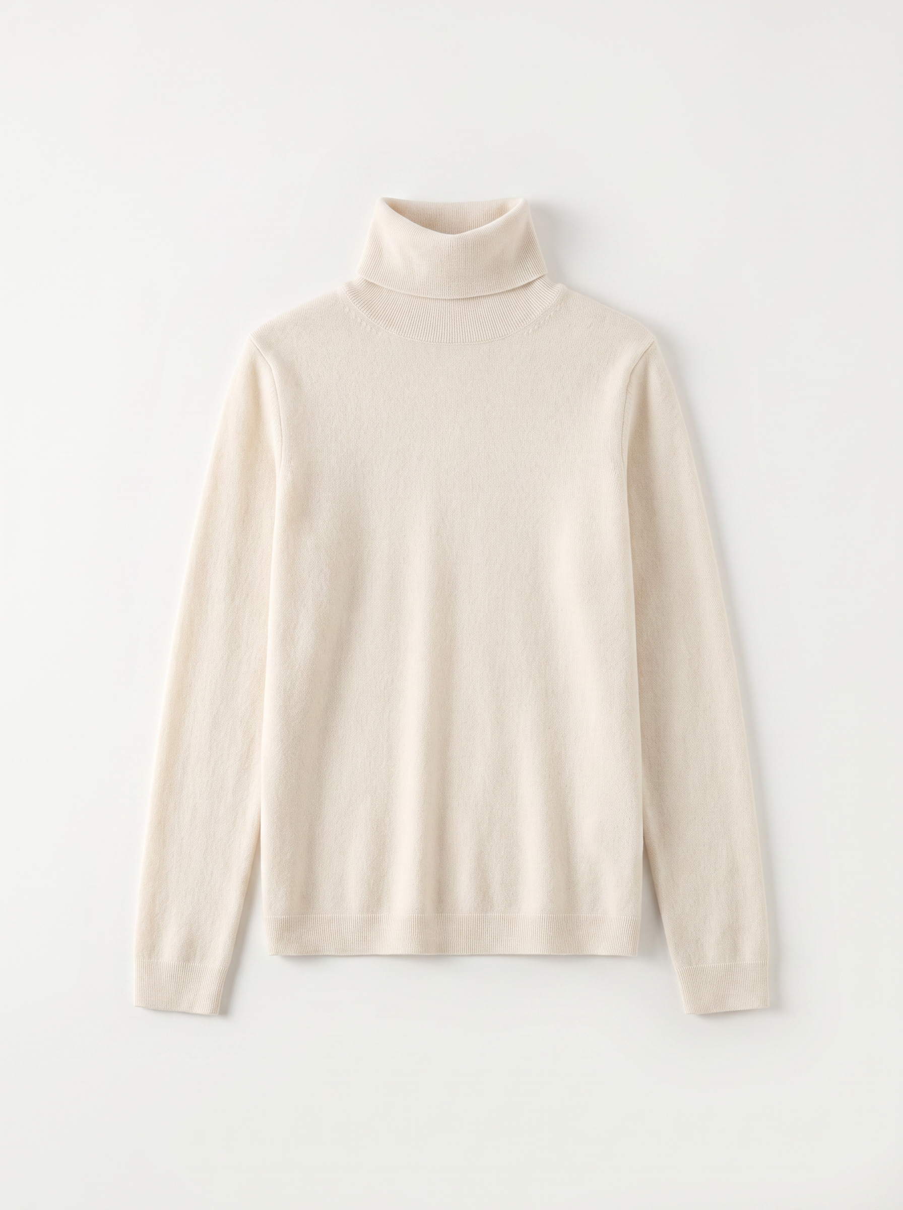 Cream women's turtleneck sweater flat lay product photo - Aveloire