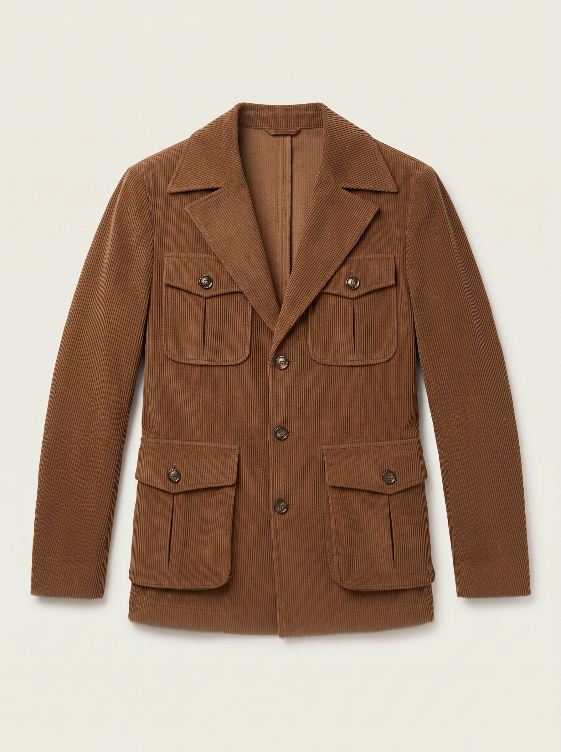 Brown corduroy jacket for men, product shot on a neutral background — Aveloire
